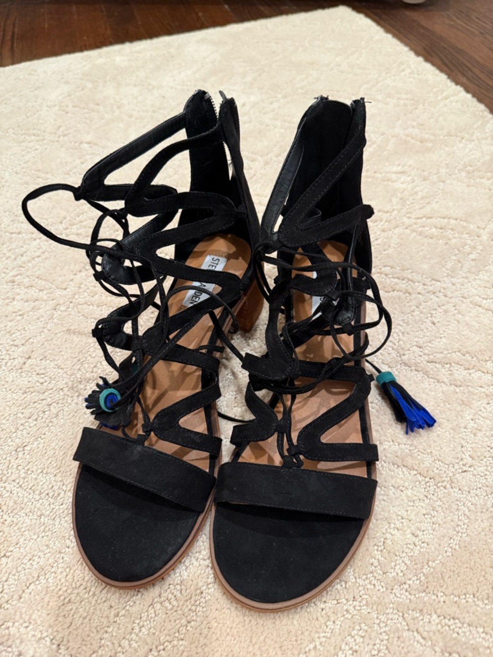 Steve Madden Black Lace-Up Suede with Tassel